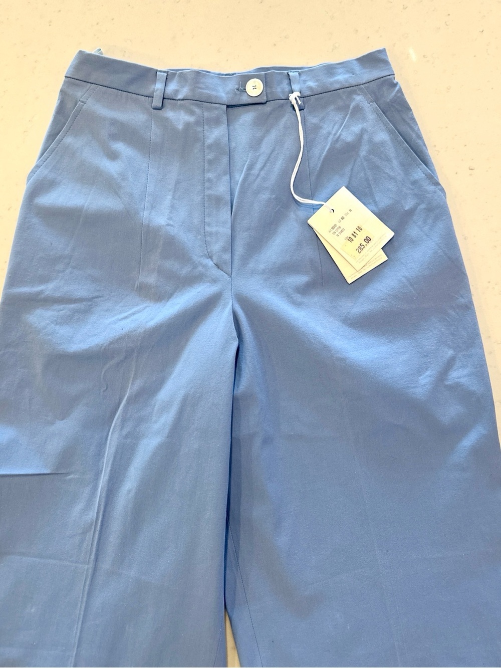 NWT Gunex Cotton Tailored Trousers Blue Size 6 Italian Made Designer Premium - Picture 2 of 8